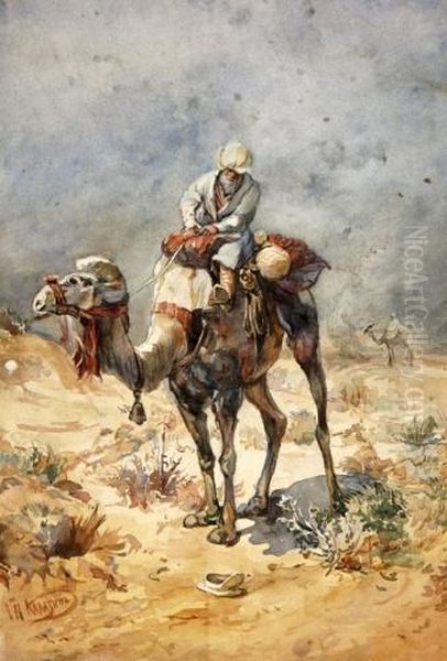 The Camel Riders Oil Painting by Nikolai Nikolaevich Karazin