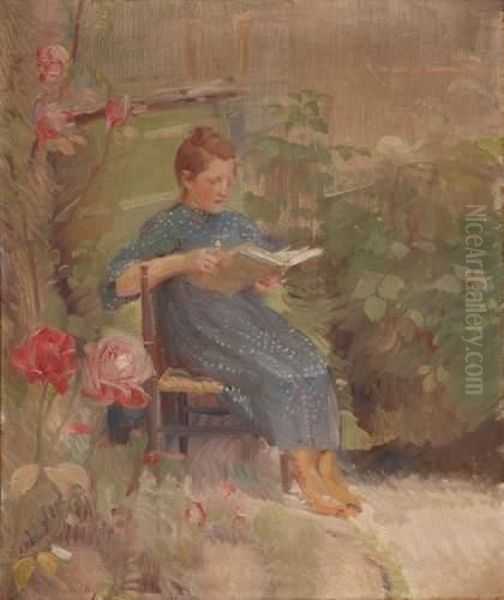 La Lecture Sous La Tonnelle Oil Painting by Adrien Karbowsky