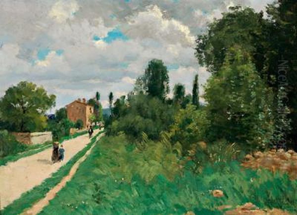 Auf Der Landstrase Oil Painting by Gustave Karcher