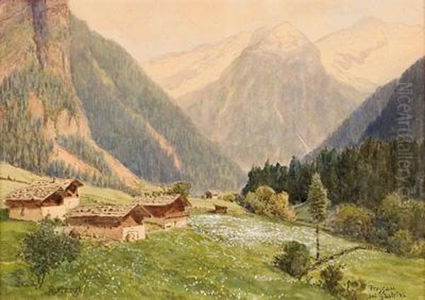 Fruhling Im Gebirgstal Prossau (gastein) Oil Painting by Rudolf Kargl