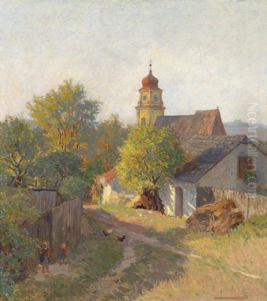 Autumn Eveningat Bisamberg Oil Painting by Anton Hans Karlinsky