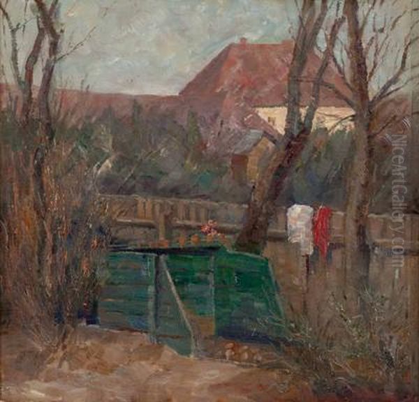 Gartenecke Mit Bretterzaun Oil Painting by Anton Hans Karlinsky