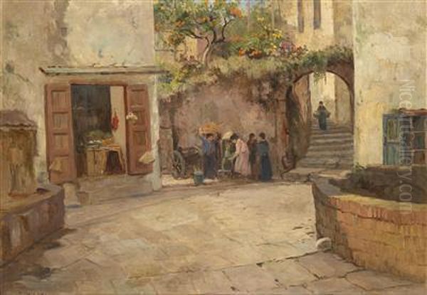 The Village Square Oil Painting by Eugen Karpathy