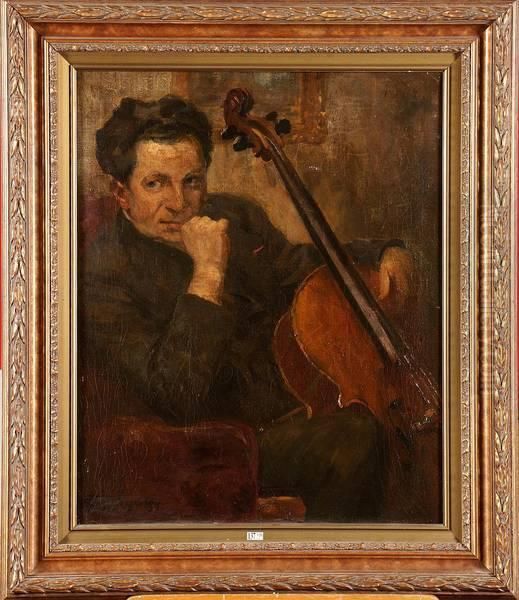 Portrait D'un Violoncelliste Oil Painting by Eugen Karpathy