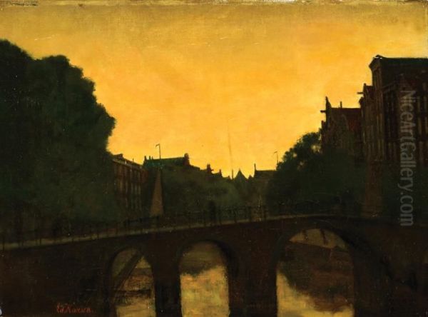 View Of The Brouwersgracht In Amsterdam Oil Painting by Eduard Karsen