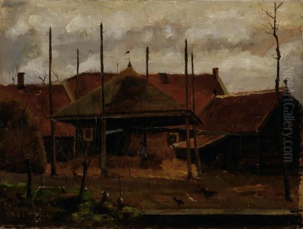 Farmer On A Yard Oil Painting by Eduard Karsen