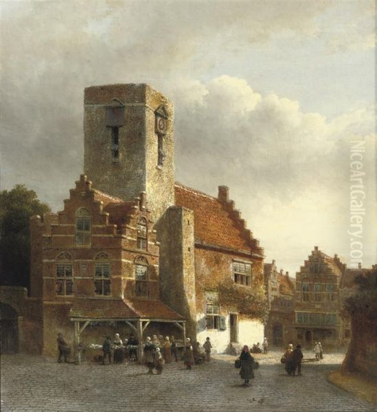 The Fishmarket Oil Painting by Kasparus Karsen