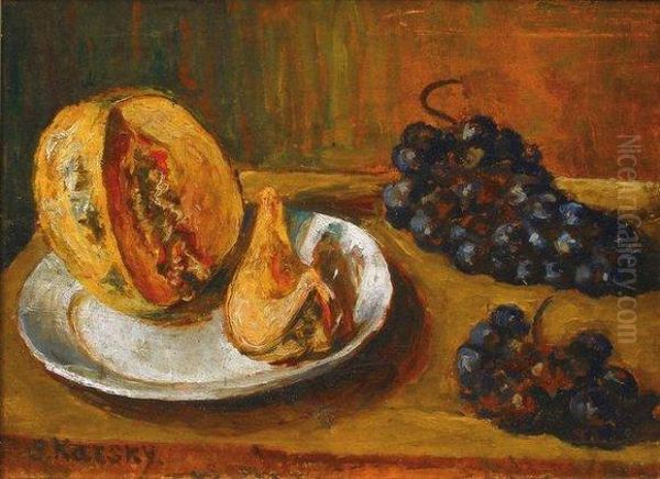 Nature Morte Au Melon Et Aux Raisins Oil Painting by Sergei Karsky