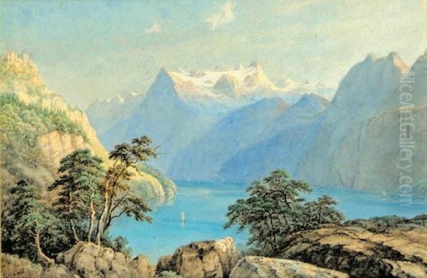 Lac De Montagne Oil Painting by Jean Nicolas Karth