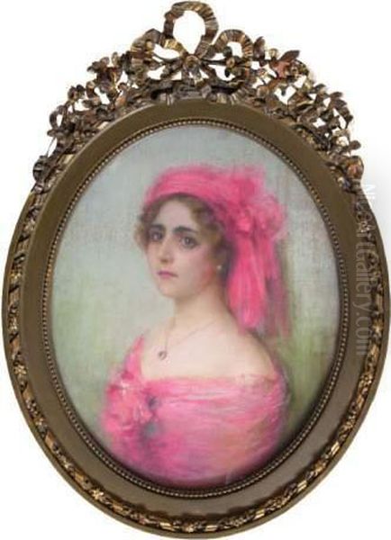 Femme A La Coiffe Rose Oil Painting by Nikolai Alekseevitch Kasatkine