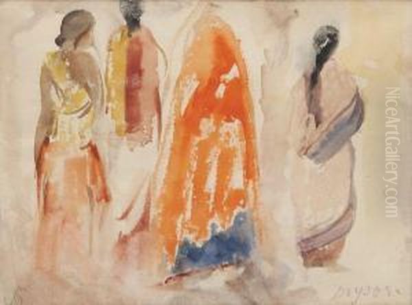 Femmes A Mysore, Inde. Oil Painting by Sarkis Katchadourian