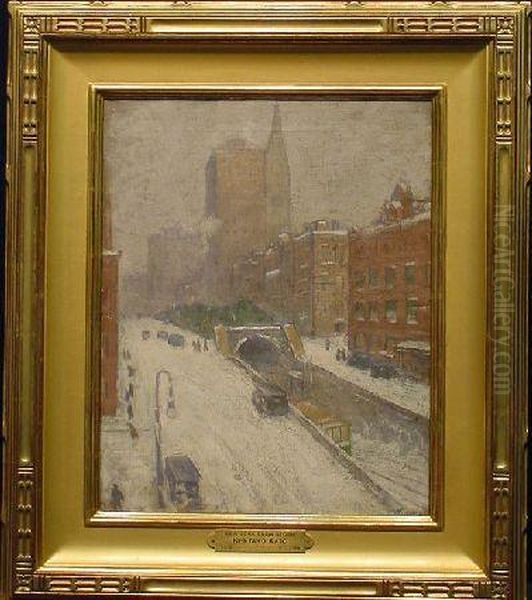 New York Snow Storm Oil Painting by Kentaro Kato