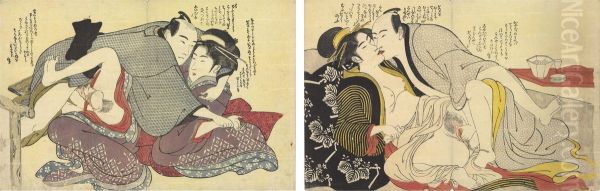 Set Of Twelve Erotic Prints Oil Painting by Katsukawa Shuncho