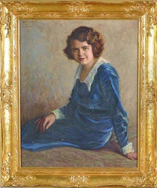 portrait De Jeune Femme Oil Painting by Michel Katzaroff