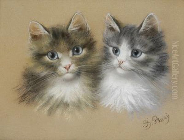 Zwei Katzen. Oil Painting by Burkhard Katzen-Flury