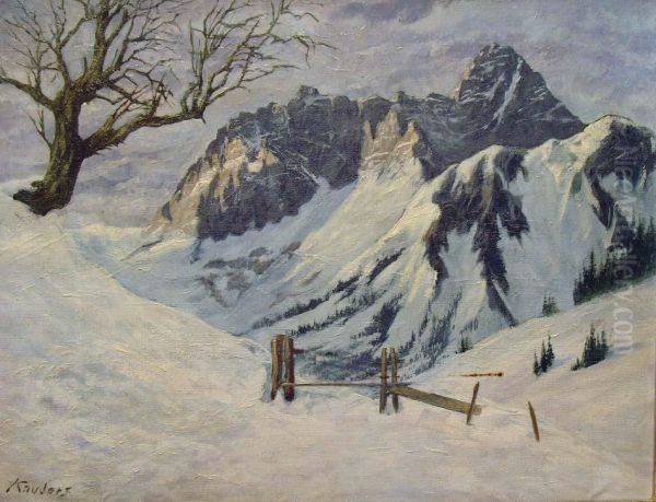 Der Widderstein Im Kleinwalsertal Oil Painting by Georg Manfred Kauders