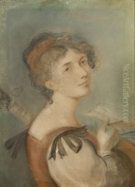 Portrait Of A Seated Lady With Sheet Music And A Lute Oil Painting by Angelica Kauffmann