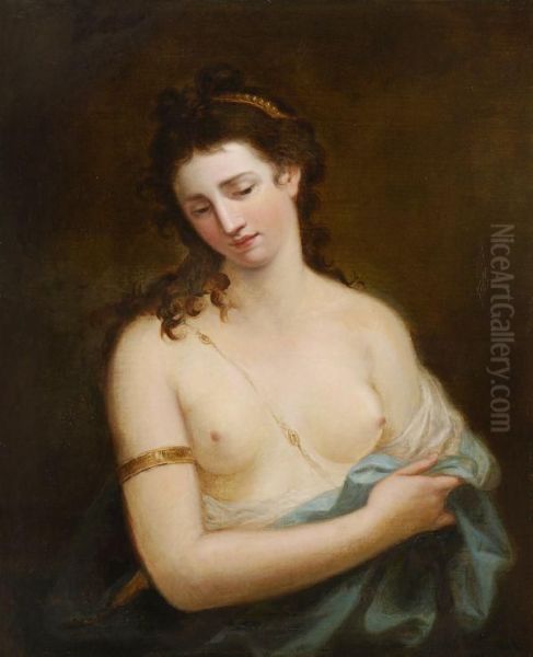 Allegorical Female Semi-nude Oil Painting by Angelica Kauffmann