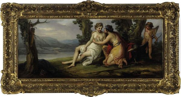 Mars Disarmed By Venus; And A Companion Painting Of Diana And Callisto Oil Painting by Angelica Kauffmann