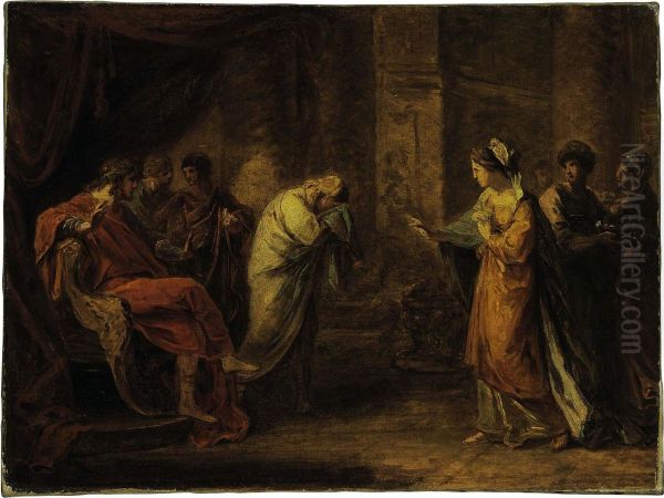 Telemachus At The Court Of Sparta Oil Painting by Angelica Kauffmann