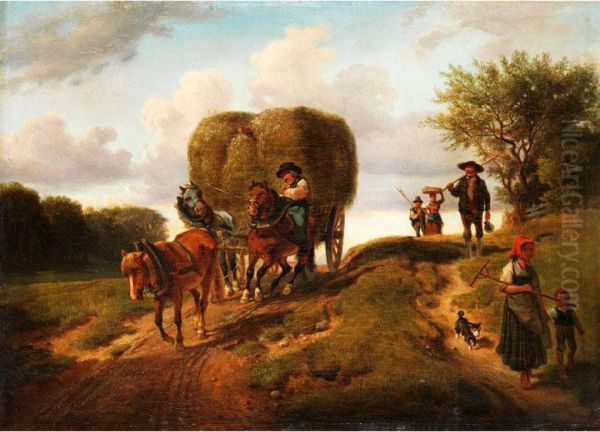 Die Heimkehr Von Der Heuernte Oil Painting by Hermann Kauffmann