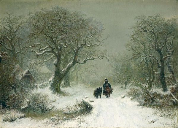 Winterlandschaft Oil Painting by Hermann Kauffmann