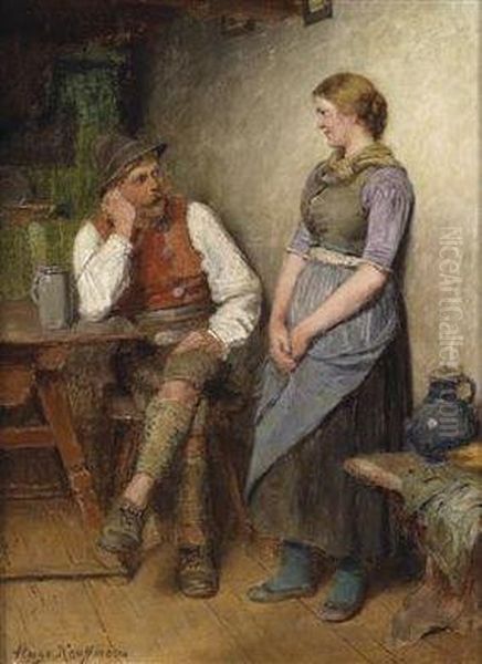 In Conversation Oil Painting by Hugo Kauffmann