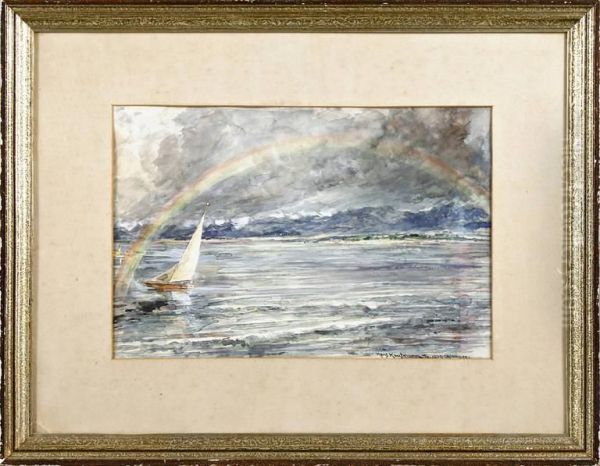 Sommerlicher Chiemsee Unterm Regenbogen Oil Painting by Hans Kaufmann