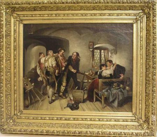 Streit In Der Bauernstube Oil Painting by Hans Kaufmann