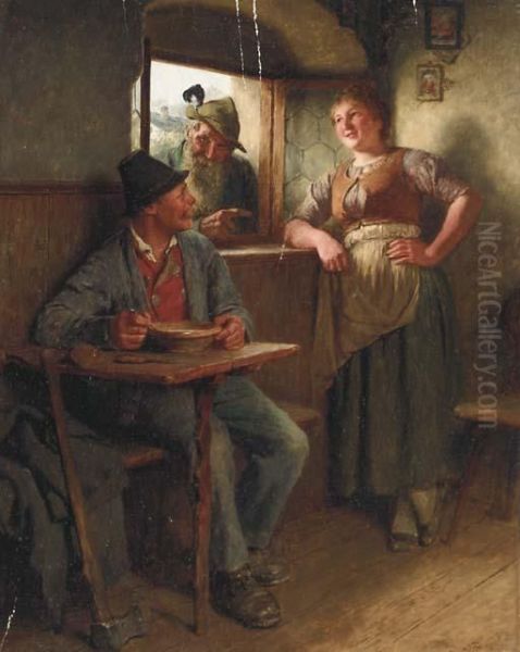 An Afternoon Conversation Oil Painting by Hugo Kaufmann