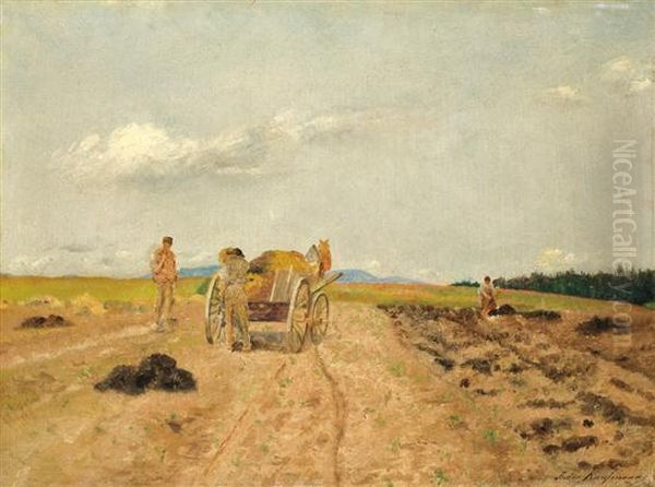 Plowing The Fields Oil Painting by Isidor Kaufmann