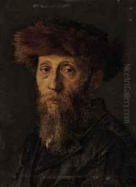 Portrait Of A Man With Streimel Oil Painting by Isidor Kaufmann