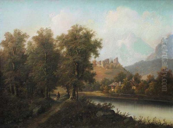 Pejzaz Z Ruinami Oil Painting by Joseph Clemens Kaufmann