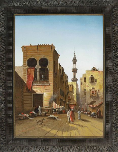 Cairo Street Scene Oil Painting by Karl Kaufmann