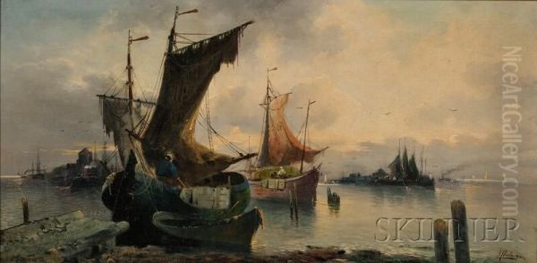 Fishing Boats Oil Painting by Karl Kaufmann