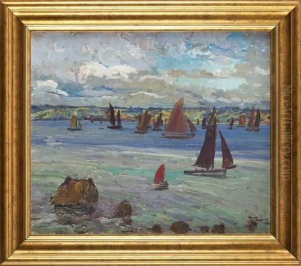 Regaty W Treboul Oil Painting by Leon Kaufmann