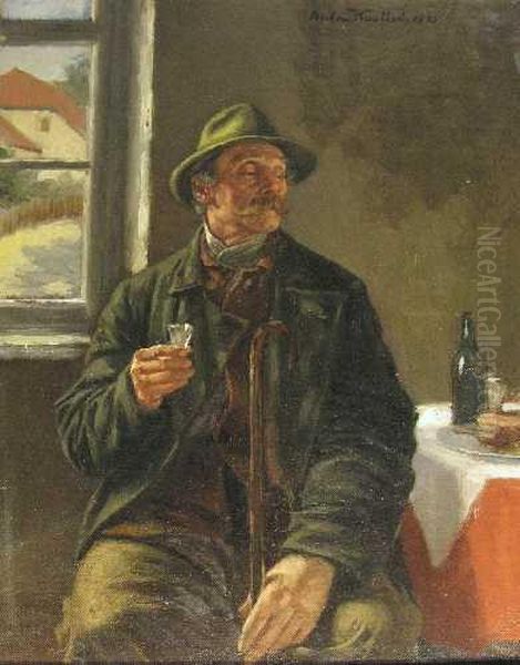 Bei Derbrotzeit Oil Painting by Anton Kaulbach