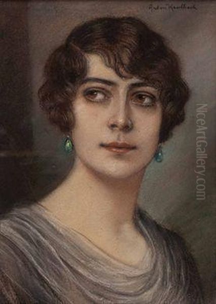 Portrait Einerjungen Dame Oil Painting by Anton Kaulbach