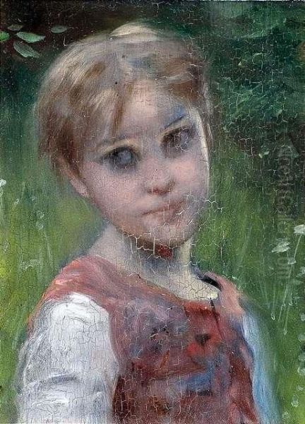 Portrait Of Ayoung Girl. Oil Painting by Hermann Kaulbach