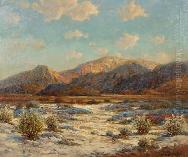 Blue Lupine In The Desert Oil Painting by George F. Kaumeyer