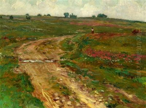 A Road Between Fields Oil Painting by Frantisek Kavan