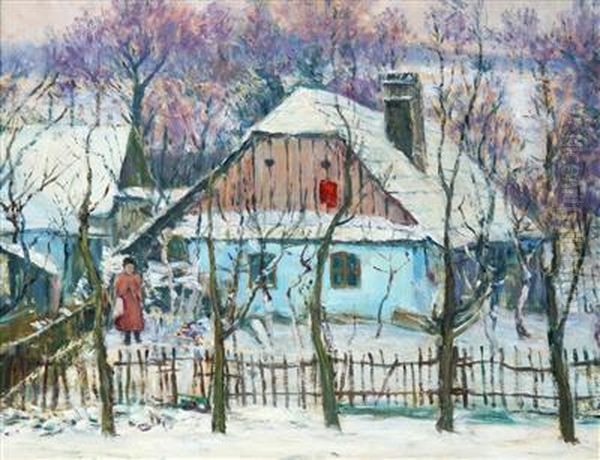 Winter In Vitanov Oil Painting by Frantisek Kavan