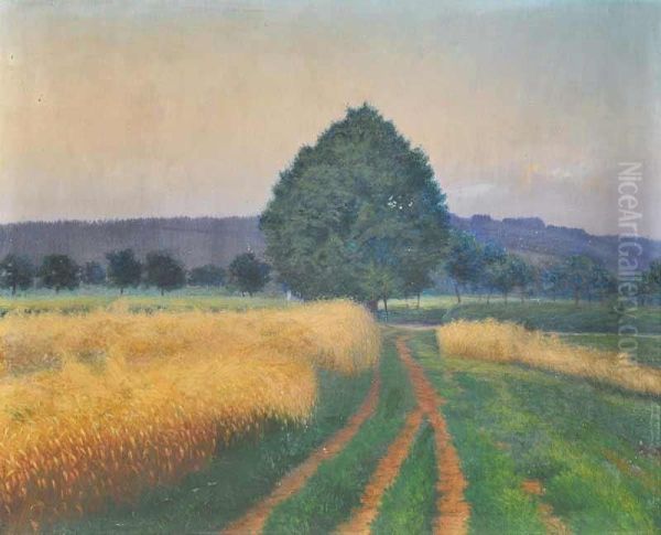 A Summer Landscape Oil Painting by Frantisek Kavan