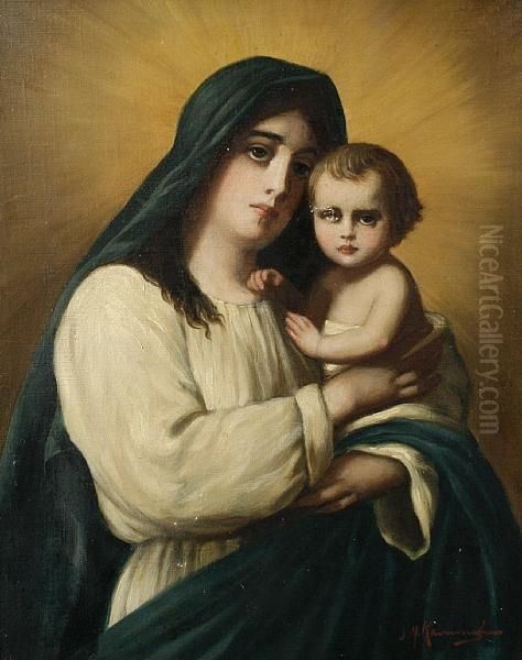 Madonna And Child Oil Painting by Joseph Malachy Kavanagh