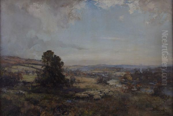 Sheep In Moorland Oil Painting by Archibald Kay