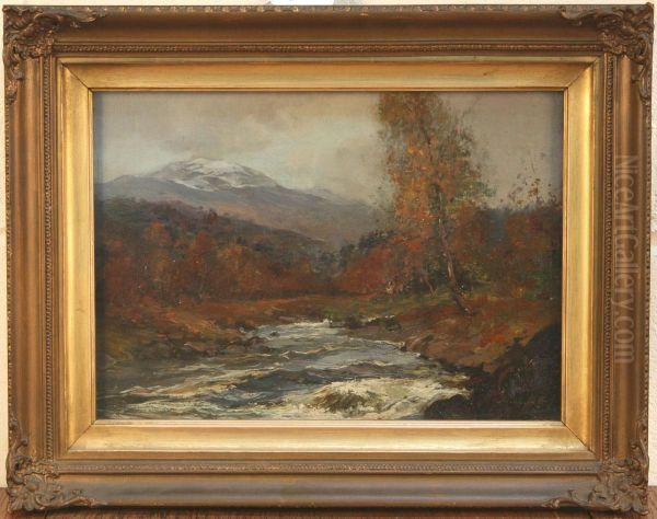 Highland Landscape With River And Forest Oil Painting by Archibald Kay