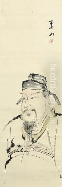 Portrait Of Liu Bei (ryubi Gentoku) Oil Painting by Watanabe Kazan