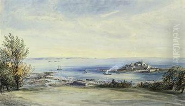 Castle Cornet, Guernsey, With Sark And Jersey Oil Painting by A.H Keate