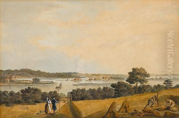 View Of The Mouth Of The River Itching (itchen) Near Southampton Oil Painting by George Keate