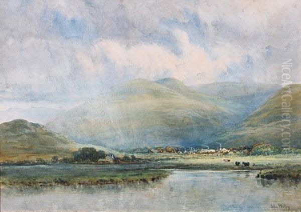 Showery Weather In The Abergynolwyn Valley Oil Painting by John Keeley